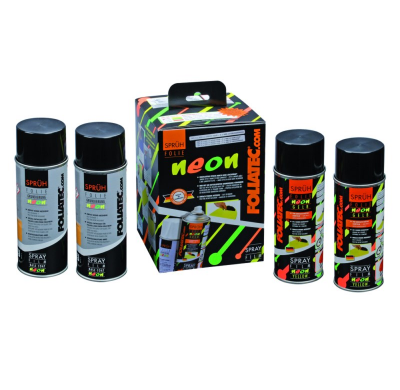 Foliatec Spray Vinilo (Dip) Neon 4-Piezas Juego - Amarillo 2x400ml + Base Coat 2x400ml